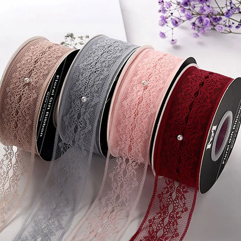 4 0 см кружевная лента цветочная упаковка с поделка бант пряжа белым 25 ярдов