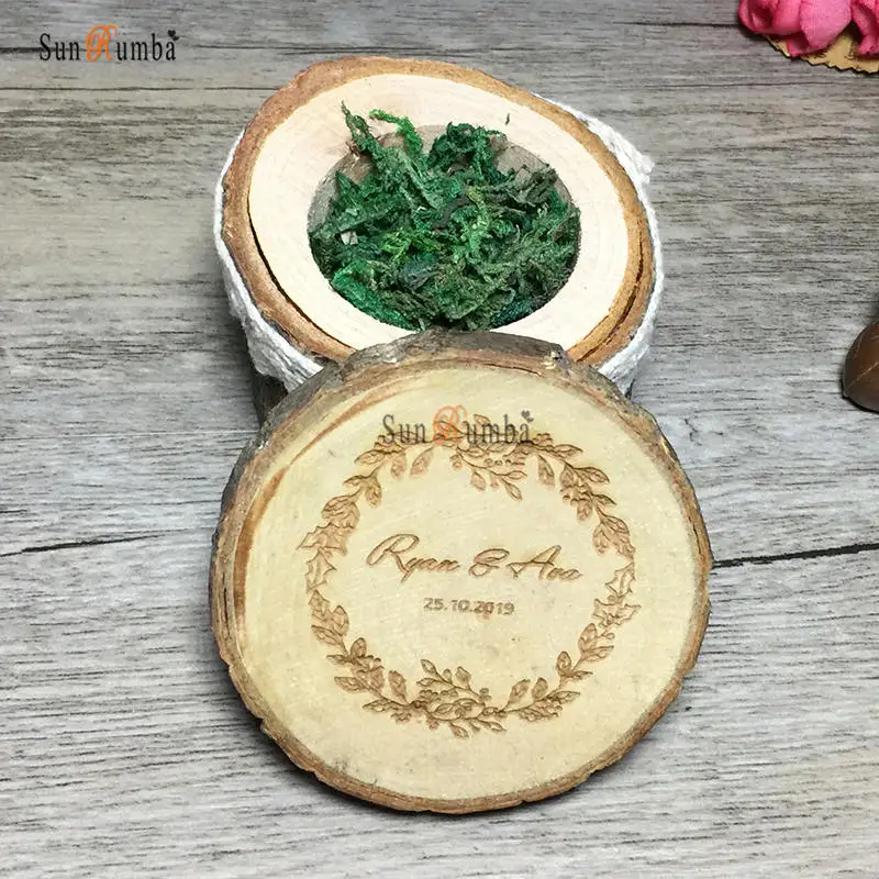 Natural Деревенский индивидуальный держатель для кольца, свадебные украшения, винтажные вечерние свадебные украшения для помолвки, деревянные кольца, наволочки - Цвет: Natural