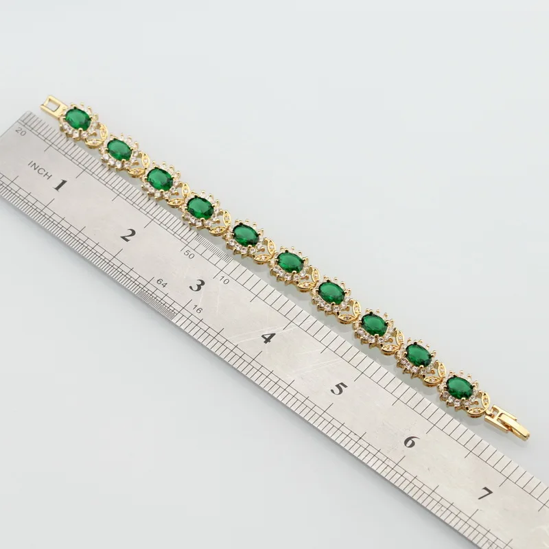 Цветок белый циркон и зеленый создан Изумрудный браслет здоровье мода ювелирные