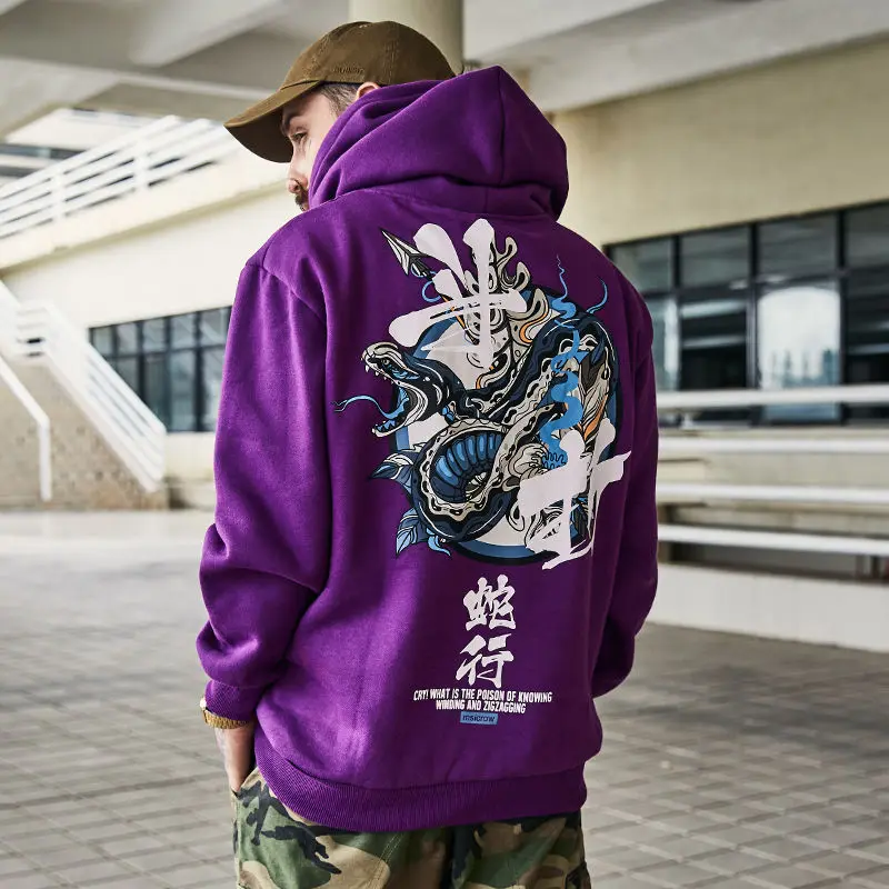 Толстый теплый пуловер с китайским принтом свитшоты зимняя мужская хлопковая