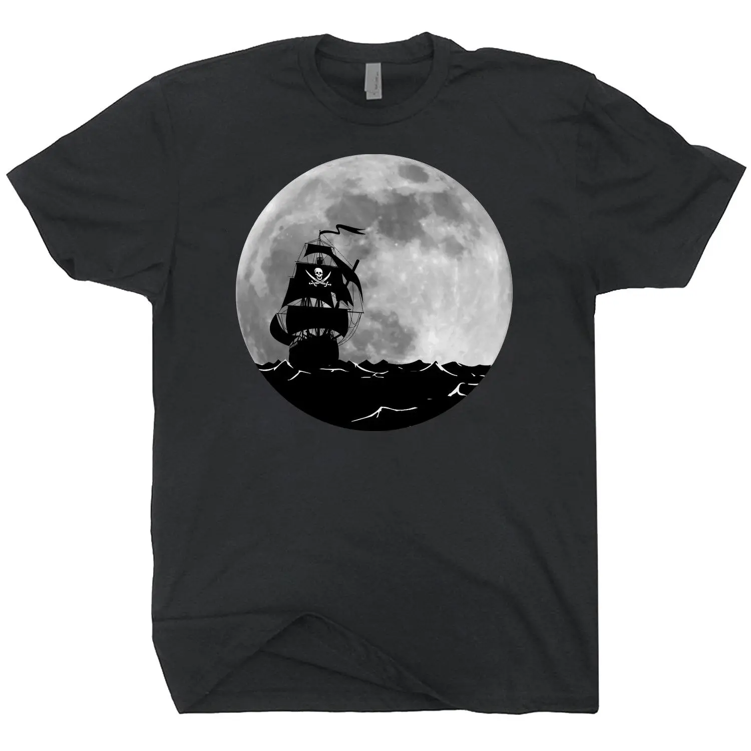 2019 модная летняя Горячая Распродажа футболка с пиратским кораблем и полнолунным