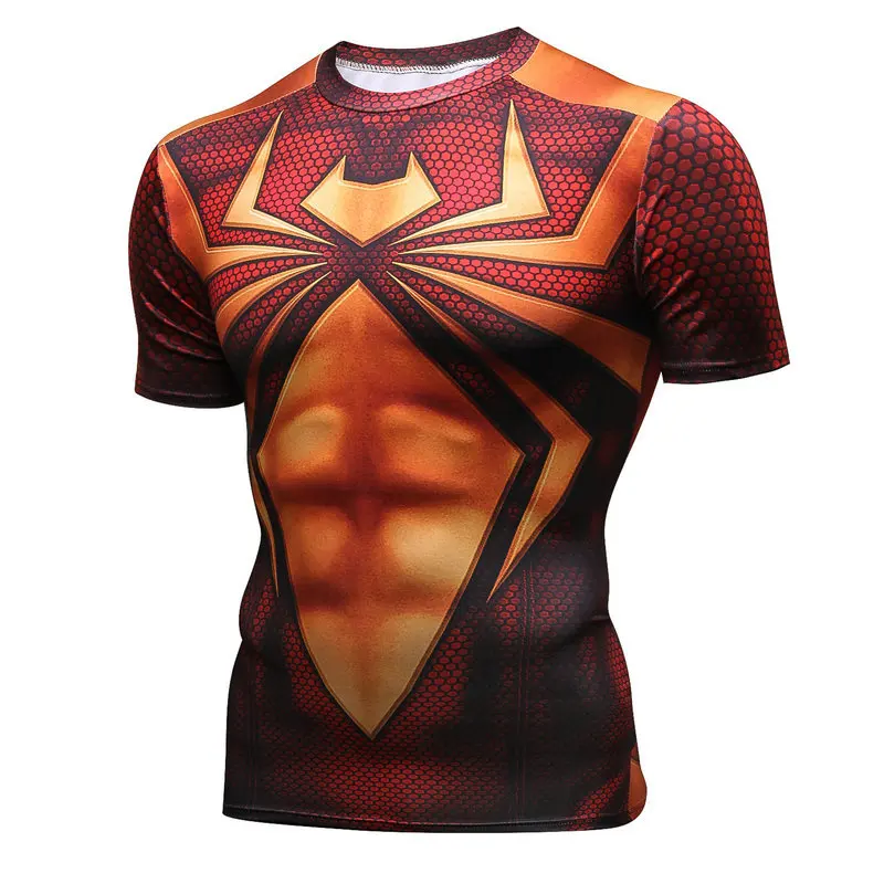 

Summer Workout Clothes Outdoor Men's Tights Fitness Running Quick-Dry T-shirt Short Sleeves Compression 3D Printed T-shirts