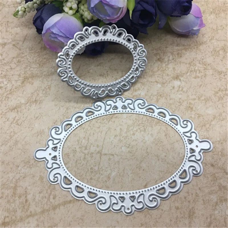 

2pcs Oval Cutting Dies Hollow Out Template Lace Scrapbooking Card Craft DIY