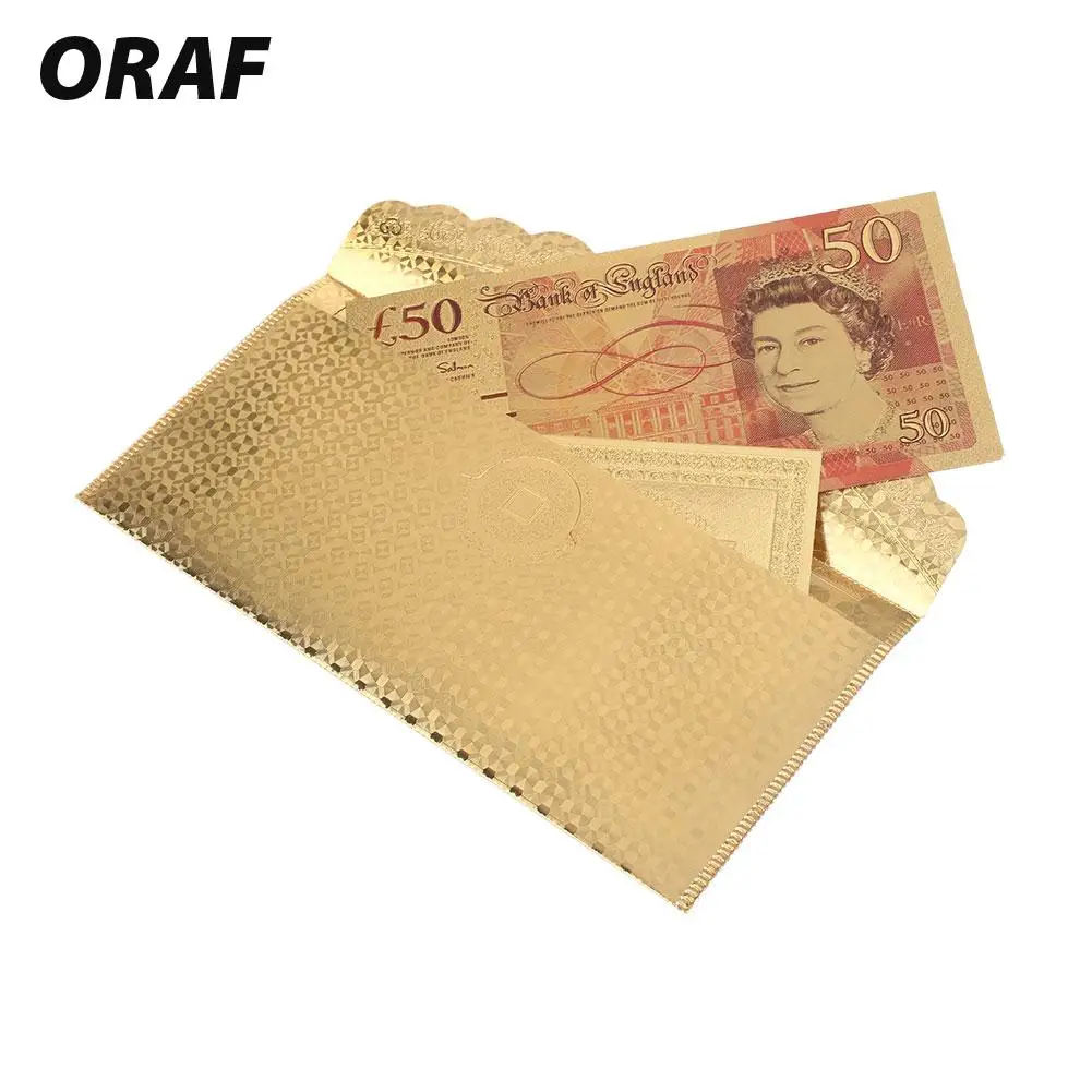24K Gold Antique Plated 50 Euro Collection Antique Home Decoration Realistic Decoration Fake Money Souvenir Gifts Banknotes