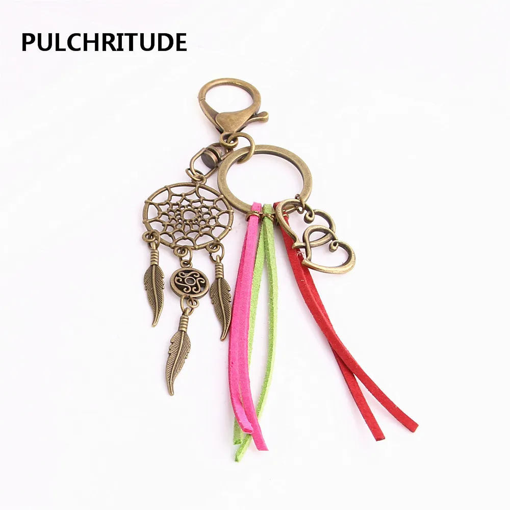 PULCHRITUDE 2 шт./лот металлический брелок в форме сердца кулон ручной работы Dreamcathcer