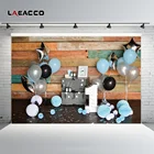 Деревянные Планки воздушные шары Laeacco, первый день рождения, детский фон для фотосъемки, индивидуальные фотографические фоны для фотостудии