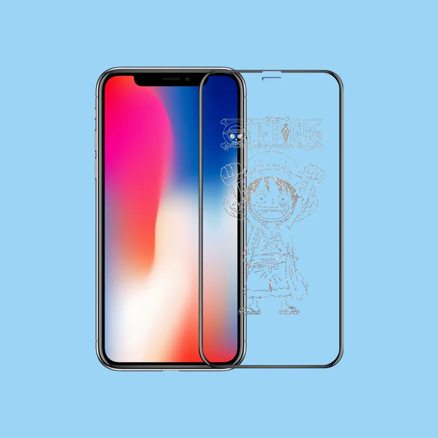 3D Защитное стекло для экрана протектор для iPhone XR XS Max X Xs Блестящий мультфильм Стич Капитан Америка Луффи Супермен Близнецы Звезда