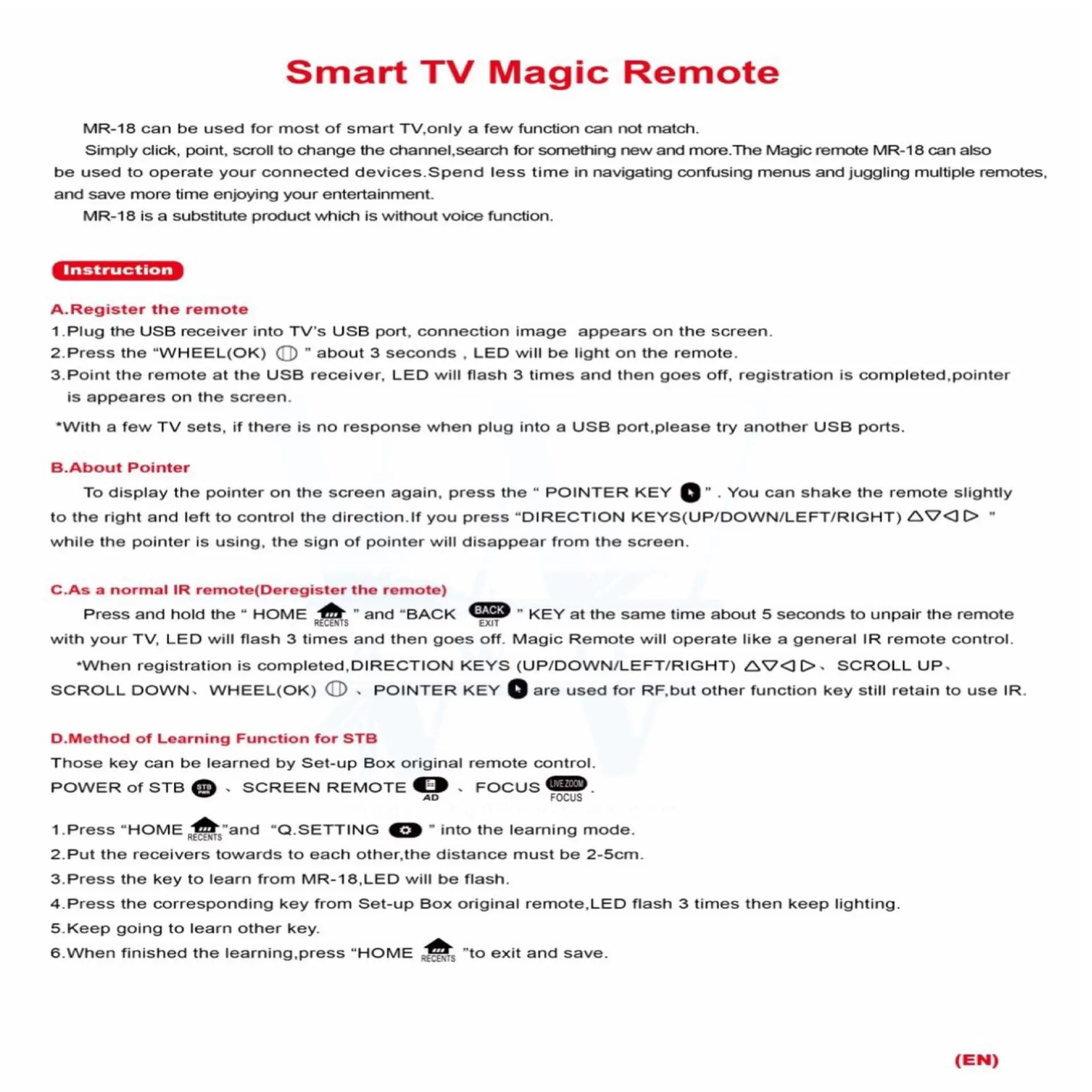 MR-18 универсальное автомобильное зарядное устройство Magic Remote Управление Fof LG ТВ AN-MR18BA AKB75375501 UK6500 UK6300 UK6570 UK7700 SK8000 SK8070