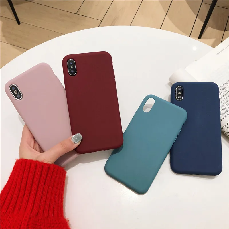 Яркий матовый цветной чехол для iPhone 7 8 Plus 6 6s X силиконовая Мягкая задняя крышка из