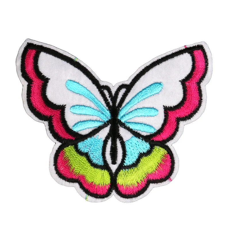 Шесть цветов высокое качество 8 см вышитые наклейки с бабочками можно гладить на