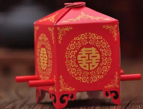 Бесплатная доставка свадебной конфеты подарочные коробки Красный паланкин