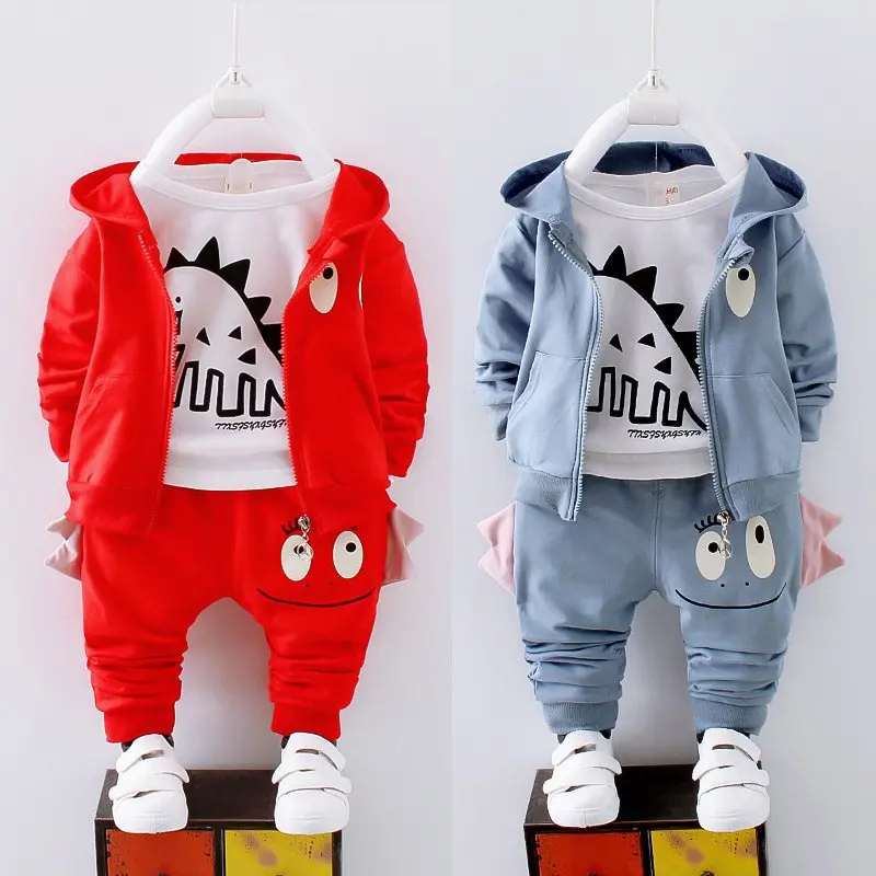 Toddler boys sprign autumn clothing set fashion cartoon longsleeve t-shirt+Hooded jacket+pants 3pcs kids outfits tracksuit |