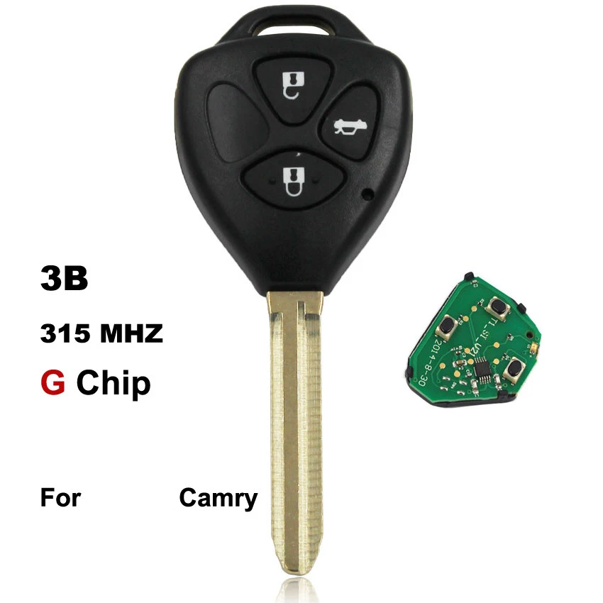 315mhzGChip 3 кнопки Автозапуск Брелок дистанционного ключа для Toyota Camry 315/433 МГц(G-Sensor)/4D67 чип внутри TOY43 необработанное лезвие - Количество кнопок: 315mhzGChip