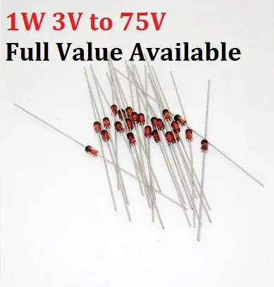 1 Вт 50 шт. IN4752A/33V 1N4753A/36v 1N4754A/39V 1N4755A/43V 1N4756A/47V 1N4757A/51V 1N4758A/56V 1N4759A/62V 1N4760A/68V 1N4761A/75V|Диоды| |
