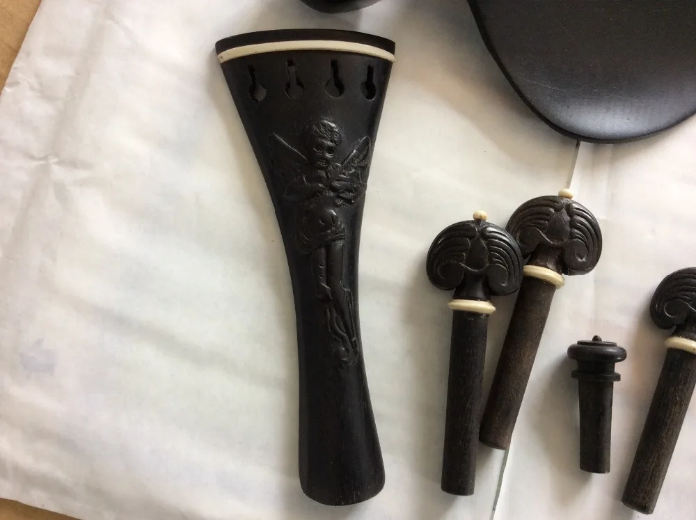 Ebony скрипки части 4/4 размер ручной резной один набор 4 скрипки колышки, один хвост, один шинрест
