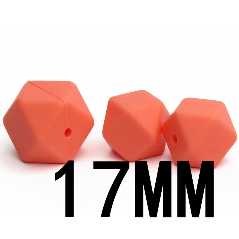 61Salmon Orange 50 шт. Силиконовые Прорезыватели для зубов шестигранные 17 мм жевательное ожерелье для кормления Diy ювелирных изделий Прорезыватель без BPA бусин для малышей - Цвет: 61Salmon Orange