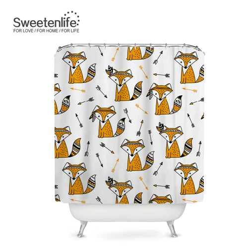 SL0379 Sweetenlife 150x180 см Милая Лисичка занавеска для душа для ванной комнаты Полиэфирная Ткань Водонепроницаемая занавеска Европейский стиль занавеска для ванной - Цвет: SL0379