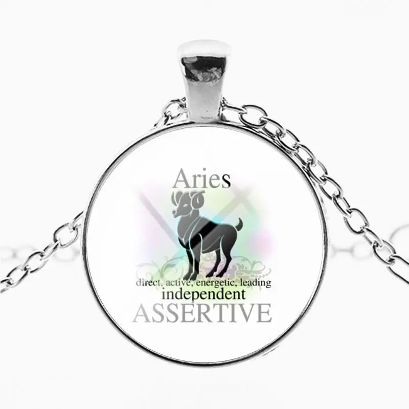 Join.Y New Fashion Galaxy 12 Constellation Design Zodiac Sign Horoscope Astrology Pendant Necklace For Women Men Glass Cabochon | Украшения