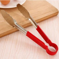 stainless steel bbq food tongs lock design steak bread clip clamp with silicone cover handle kitchen accessories