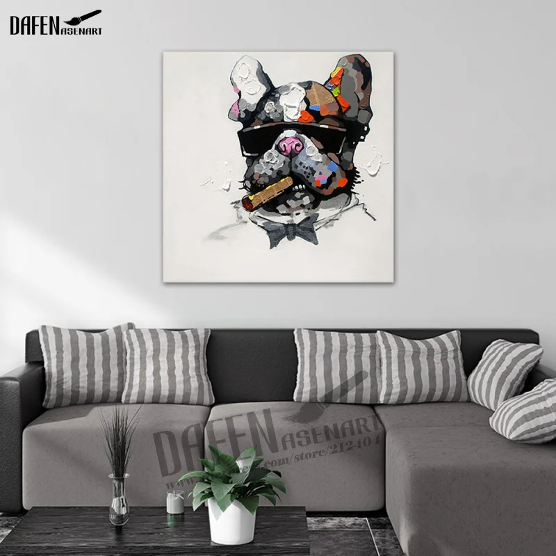 

Handpainted Bulldog Oil Painting Modern Canvas poster Home Decor Picture Wall Art Poster and prints hand paint canvas painting