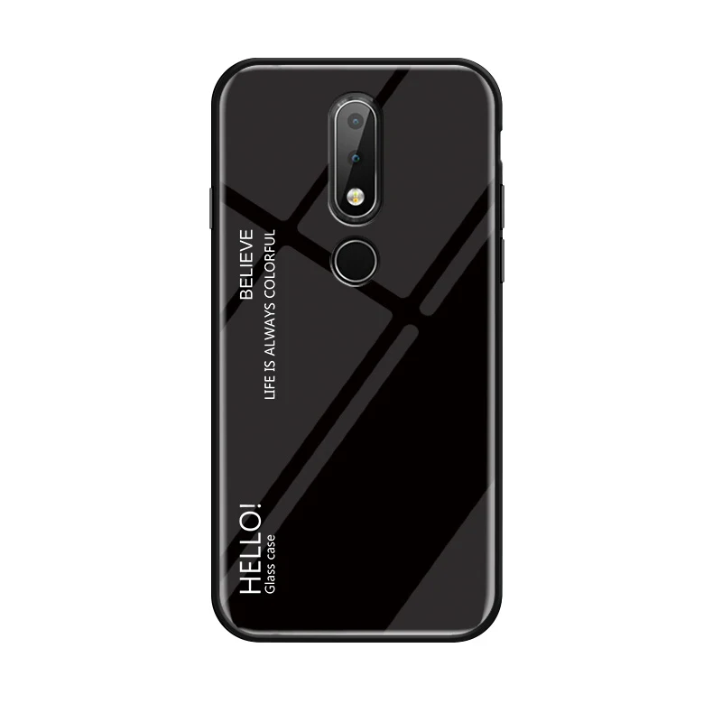 Black Модный градиентный чехол из закаленного стекла для Nokia 8 Sirocco, глянцевая жесткая задняя крышка для Funda Nokia 7 3 3,1 7,1 6,1 Plus - Цвет: Black