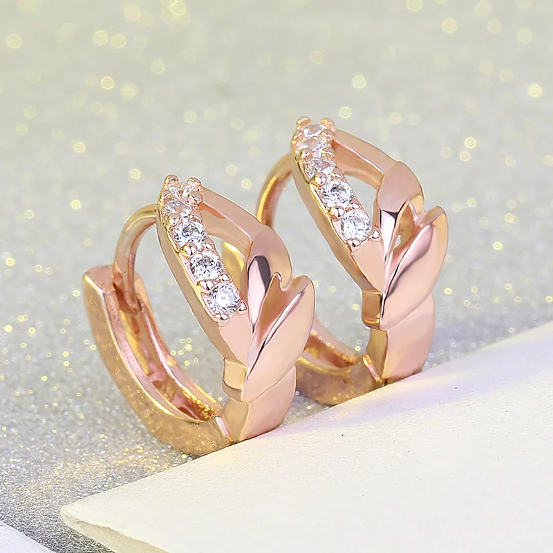 Женские винтажные серьги гвоздики цвета розового золота с кристаллами и