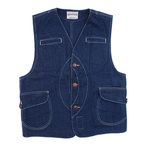 Denim Винтажный тканевый жилет для игры, охоты, рыбалки, улицы, куртка для мужчин, четыре цвета - Цвет: Denim