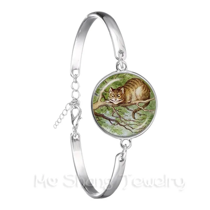 Cat Pet Trendy Bracelet 18mm Glass Cabochon Animal Handmade Silver Plated Chain Bangle Lover Creative Gift | Украшения и