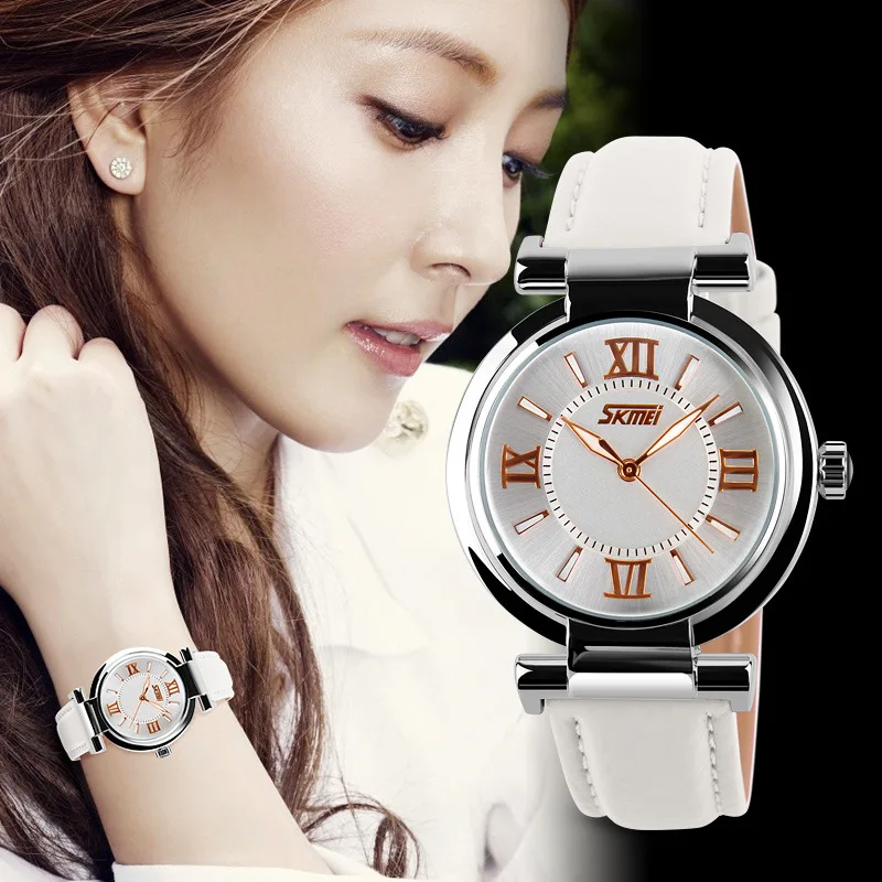 

New Brand SKMEI Women Watch Luxury Dress Ladies Watches Waterproof Leather Strap Fashion Quartz Watch Student Wristwatches Hours
