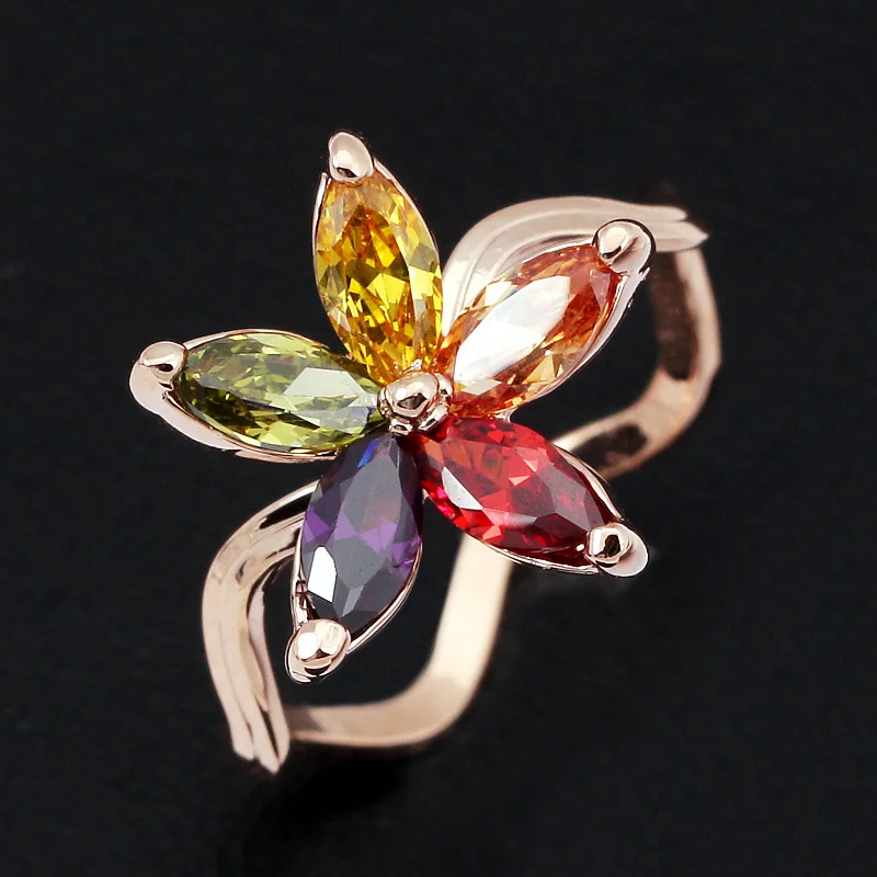 любовь необычные цветок цветы 18K розовое золото мода кольца кольцо перстень