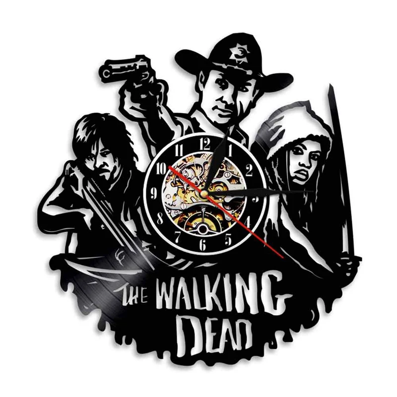 Walking Dead виниловые настенные часы современный дизайн кинематографическая тематика модные 3D часы настенные домашние декоративные часы 12 дюймов
