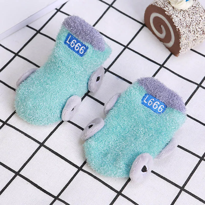 Зимние носки для маленьких мальчиков в форме машины Детские флисовые махровые