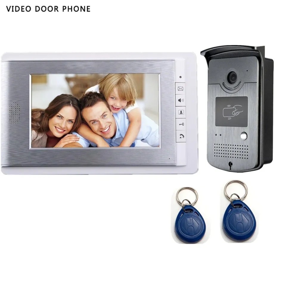 

2017 freeshipping hotsale 7inch video door phone for villa with night vision id card unlock the door TFT screen intercom system