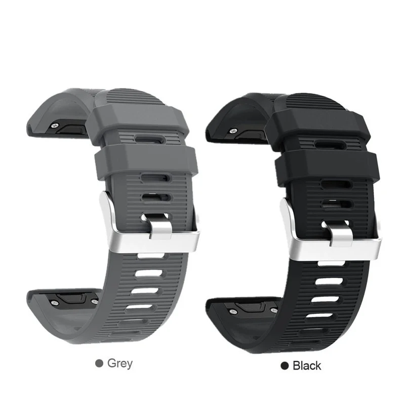 Grey Black 2-PACK силиконовые 26 мм легко быстро подходят спортивные часы ремешок для Garmin Fenix 5X/Fenix 3/3 HR/D2 Charlie/Descent Mk1 браслет - Цвет: Grey Black