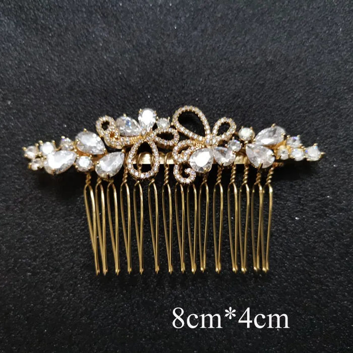 683 Gold SLBRIDAL роскошный модный Шарм Мода зубец Установка кубического циркония свадебные расческа для волос свадебные женские украшения для девочек аксессуары для волос - Окраска металла: 683 Gold