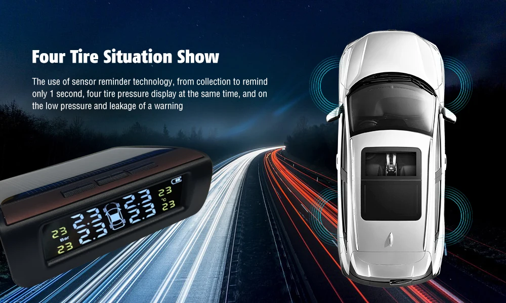 USB солнечная зарядка для автомобиля TPMS система мониторинга давления в шинах