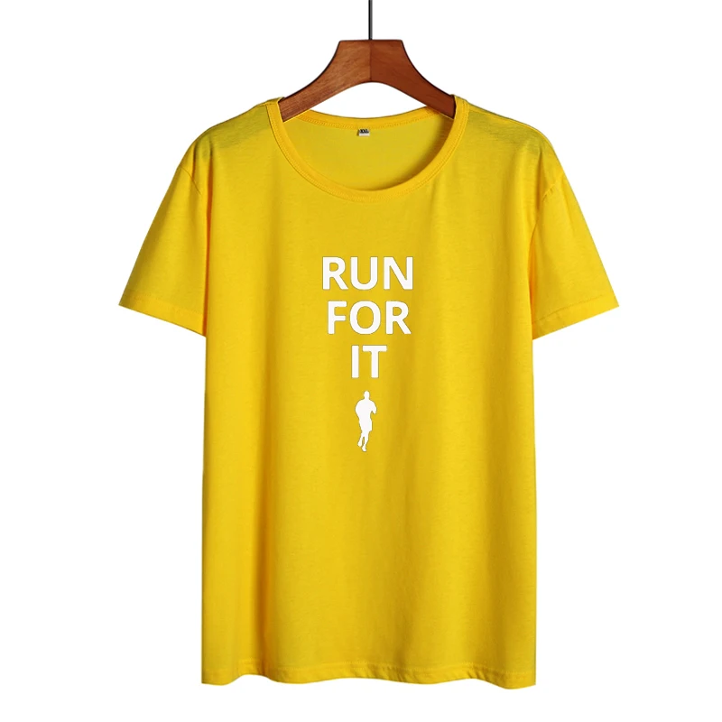 Run for It t shirt Женская хипстерская уличная футболка для тренировки слоган любителей