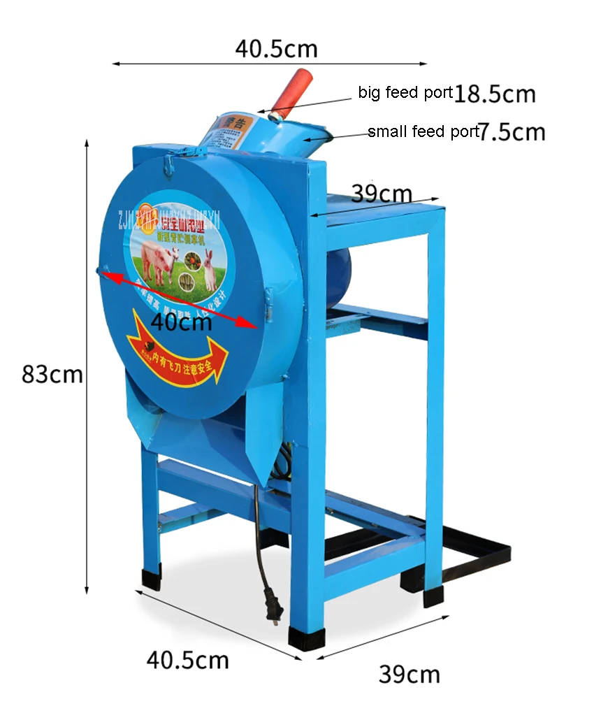 YK-6203 Agricultural Feed Processing Straw Silage Machine Electric Hay Cutter Household Hay Chaff Cutter Forage Crop Crusher