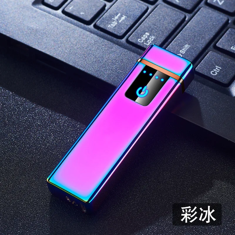 USB зарядка Электронная Зажигалка Мини двойная дуговая LED сенсорный сенсор