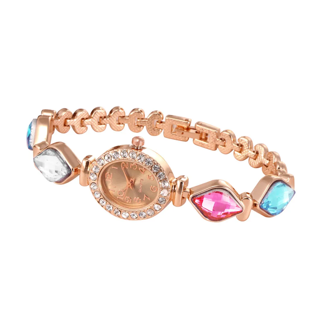 Multicolor Montre Femme,, женские часы, Круглый, полностью бриллиантовый браслет, часы, аналоговые, кварцевые, с механизмом, наручные часы, Relogio Feminino - Цвет: Multicolor