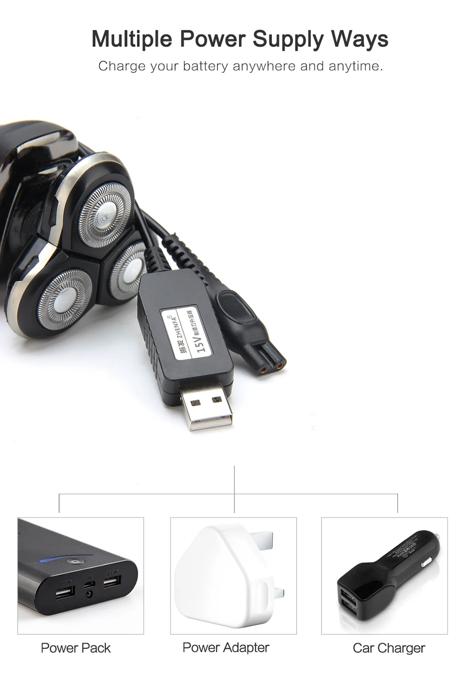 USB 15 V Мощность адаптер электробритва Зарядное устройство для PHILIPS HQ8505 HQ8140 HQ8160 HQ8170 HQ8240 HQ8250 HQ8260 HQ8270 HQ8870 HQ8830