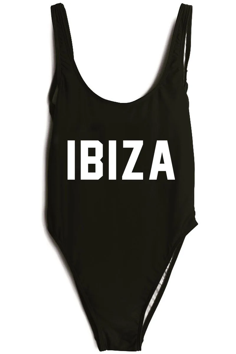 WackDaria женский купальник с надписью IBIZA сексуальный цельный высококачественный купальник пять цветов для женщин пляжная одежда для купания - Цвет: BLACK