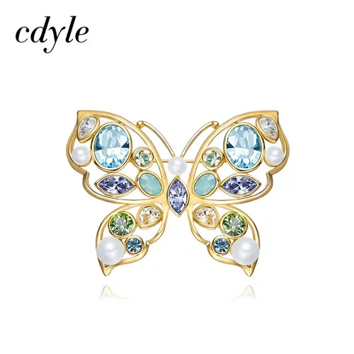 Gold Color Cdyle, украшенные кристаллами, броши для женщин, стразы, модные ювелирные изделия, элегантная Роскошная бабочка, Модный шик - Окраска металла: Gold Color