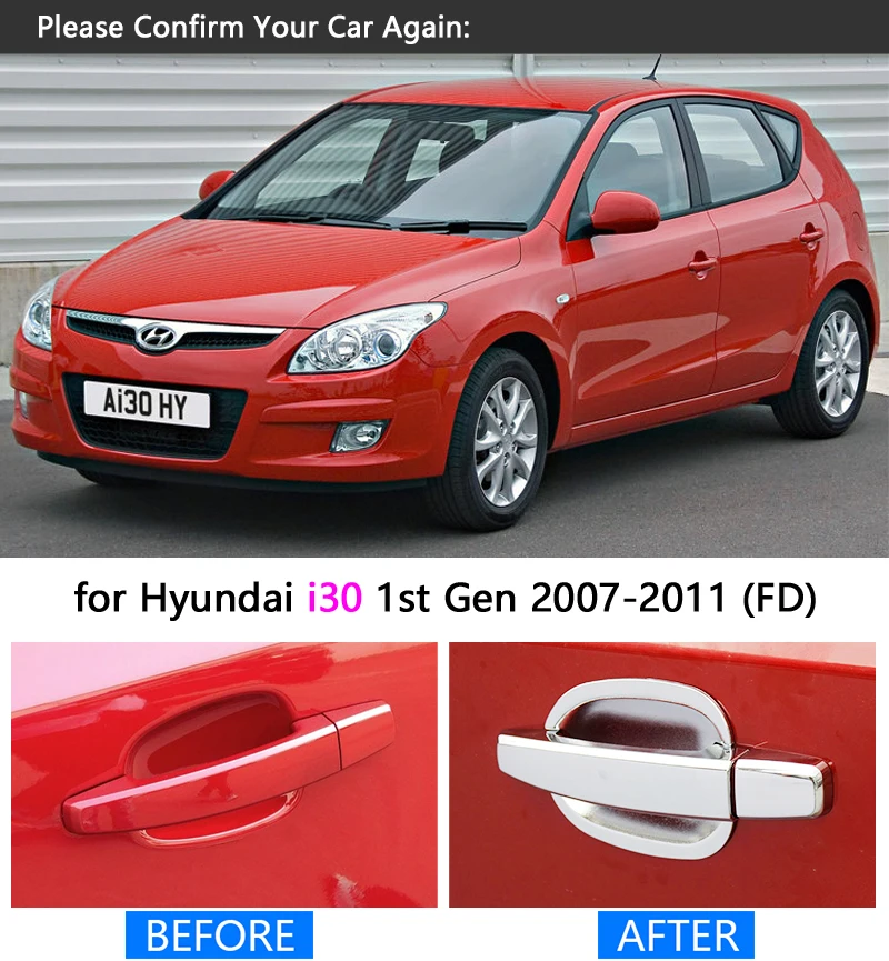 Хромированная крышка ручки двери для Hyundai i30 2007 2011 FD комплект отделки 2008 2009 2010