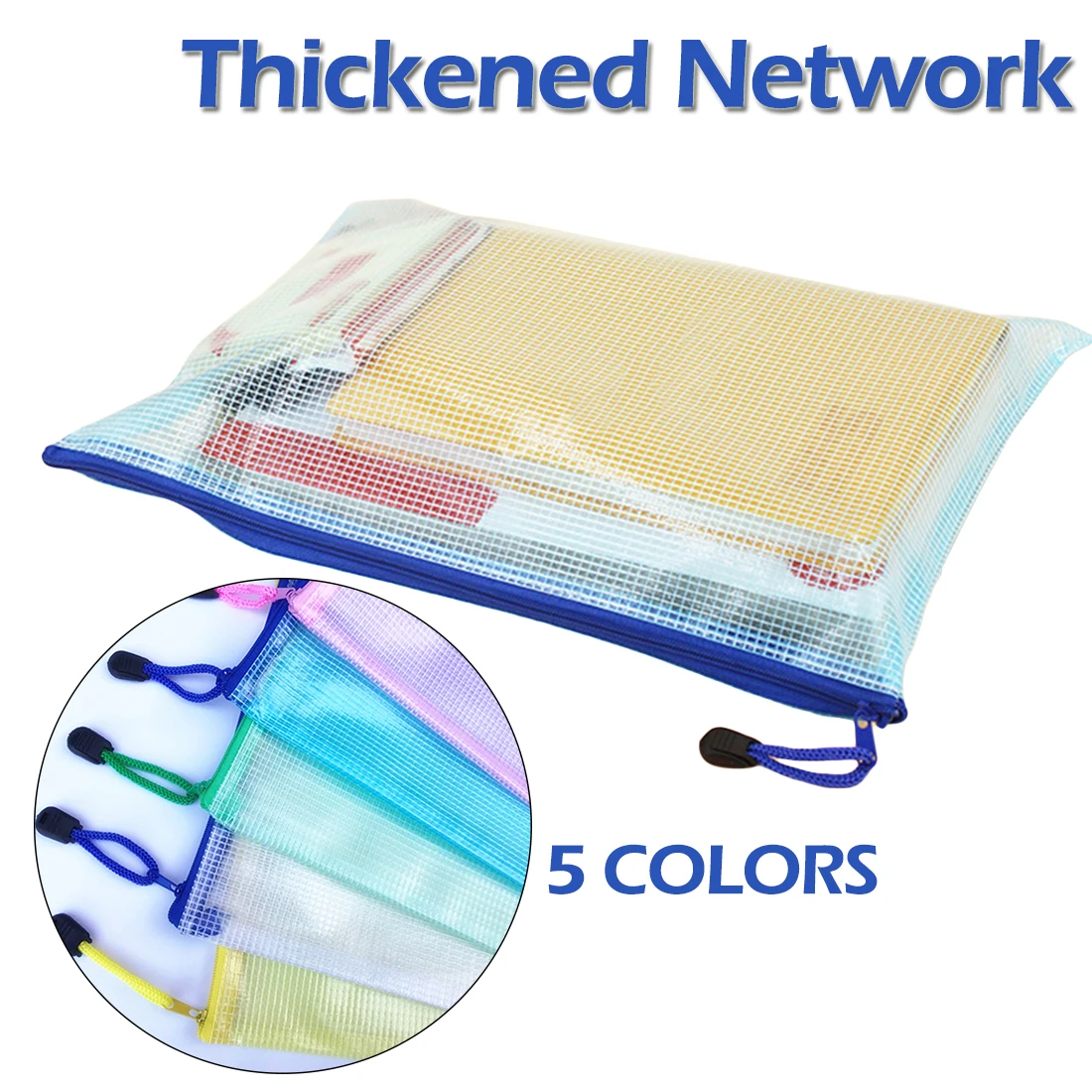 

New Arrival Plastic Waterproof Zipper File Folder Paper Book Pencil Pen Case Bag File Document Bags A4 Size Student Stationery