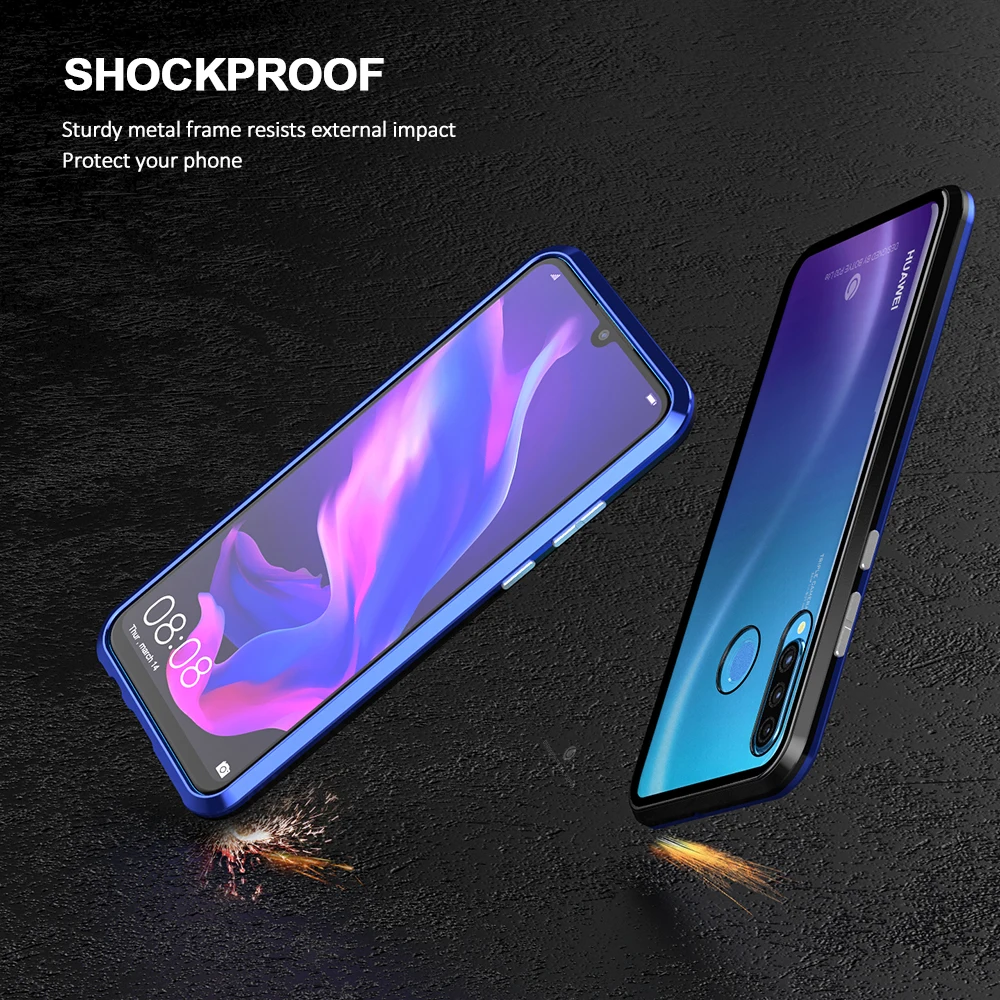 Роскошный магнитный металлический бампер чехол для huawei P30 Pro чехол 360 прозрачное стекло полный корпус чехол для телефона для huawei P30 P30 lite
