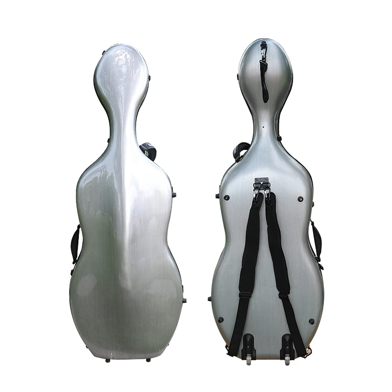 

4/4 cello case high strength composite material 3.6kg white color With wheel