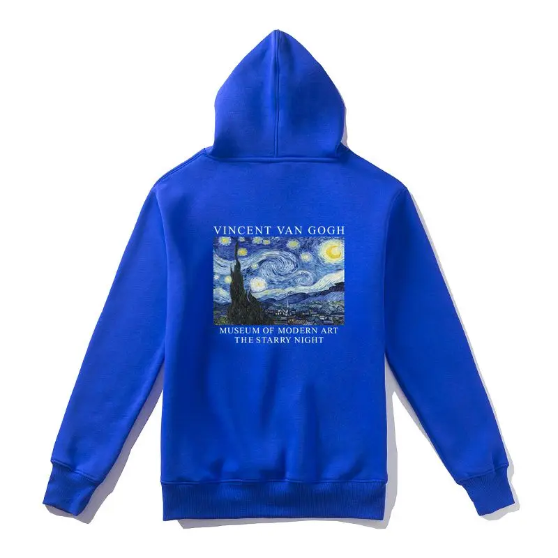 GAAJ Vincent Van Gogh, звездная ночь, мужские худи, женские, для скейтборда, хлопок, с принтом, новинка, Мужская толстовка, 88085 - Цвет: Blue With Zipper