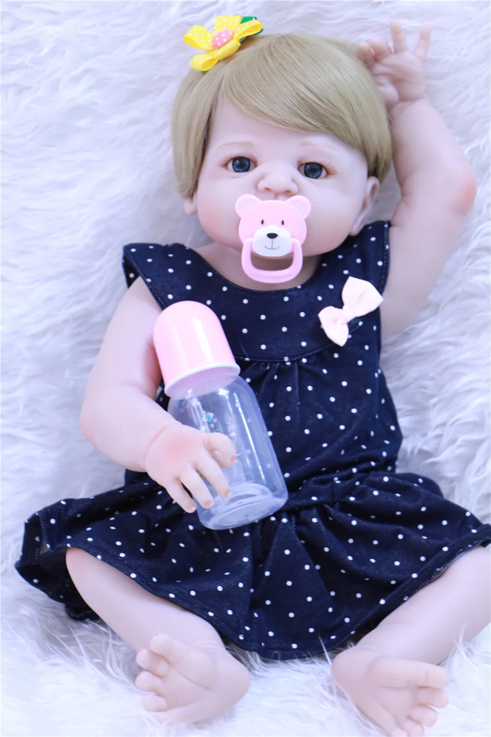 22 &quot55 см 100% полное тело силиконовый Возрожденный младенец принцесса bebe