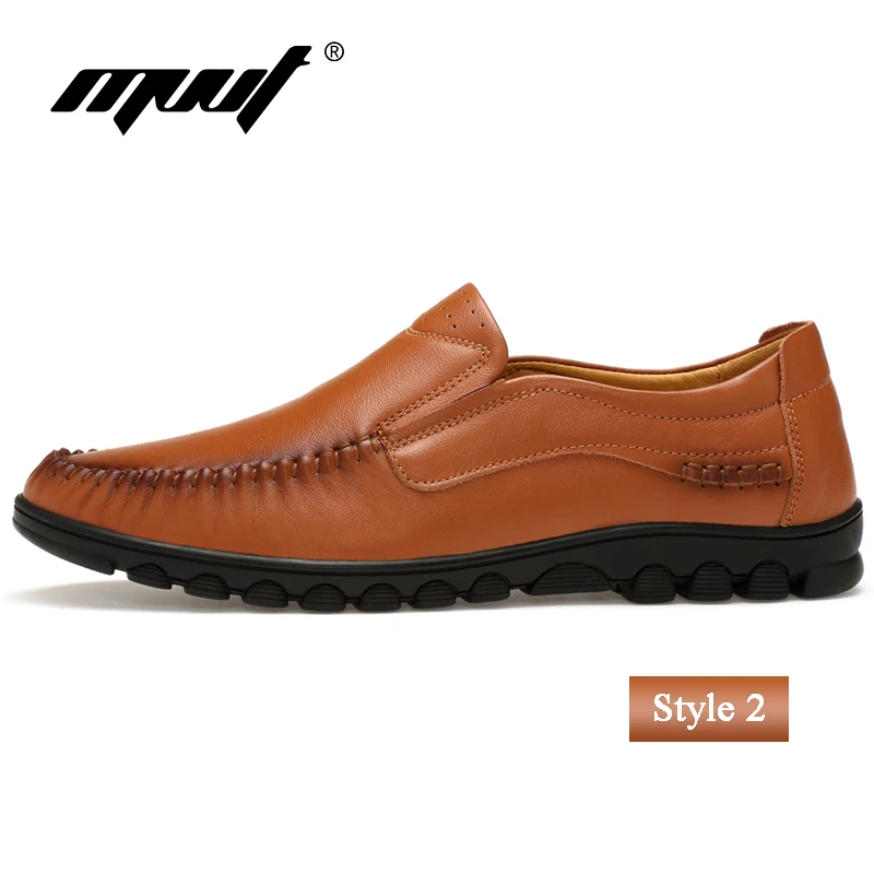 MVVT Plus Size 47 Genuine Leather Shoes Men Casual Soft Loafers Top Quality Breathable Summer Flats | Обувь
